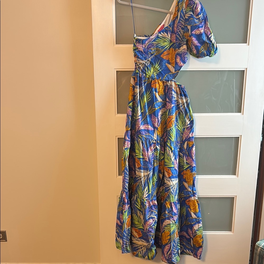 Tropical Blue Floral Maxi Dress